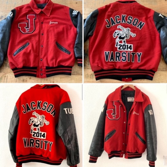 Jackson DeLONGBlack Red Varsity Jacket Size XL